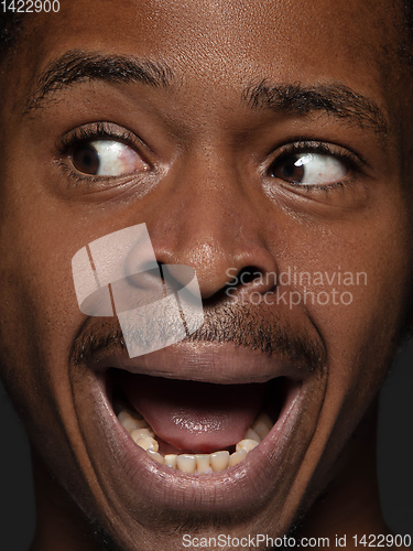 Image of Close up portrait of young african-american man