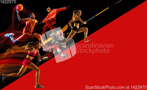 Image of Creative collage of a sportsmen in action