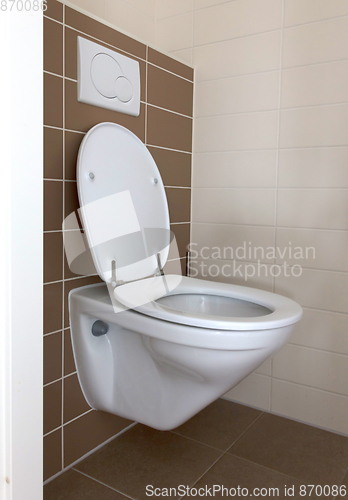 Image of White toilet bowl in the bathroom