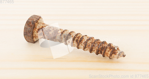 Image of Rusted old screw isolated
