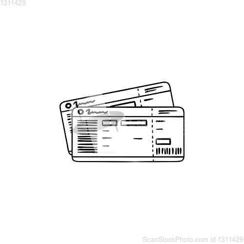 Image of Bus tickets hand drawn outline doodle icon.