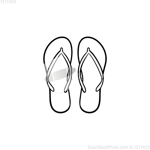 Image of Pair of flip flop slippers hand drawn outline doodle icon.