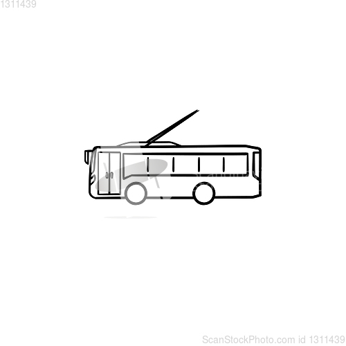 Image of Trolleybus hand drawn outline doodle icon.