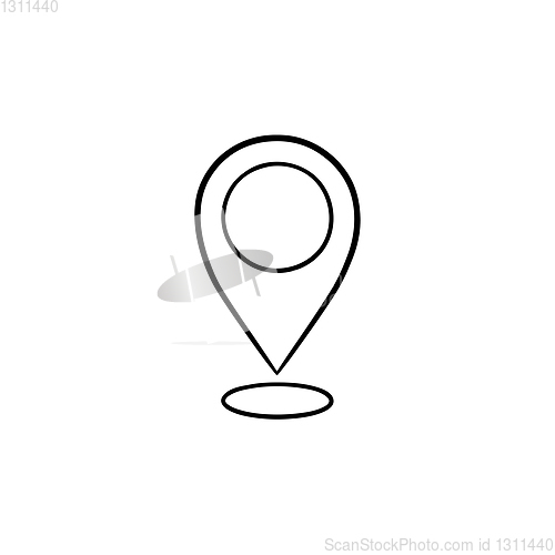 Image of Map pointer hand drawn outline doodle icon.