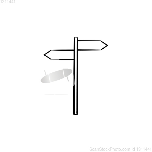 Image of Direction sign hand drawn outline doodle icon.