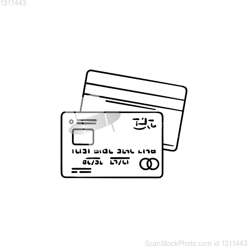 Image of Credit cards hand drawn outline doodle icon.