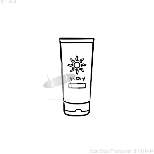 Image of Sunscreen hand drawn outline doodle icon.