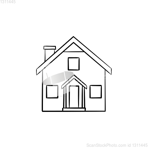 Image of Detailed house hand drawn outline doodle icon.