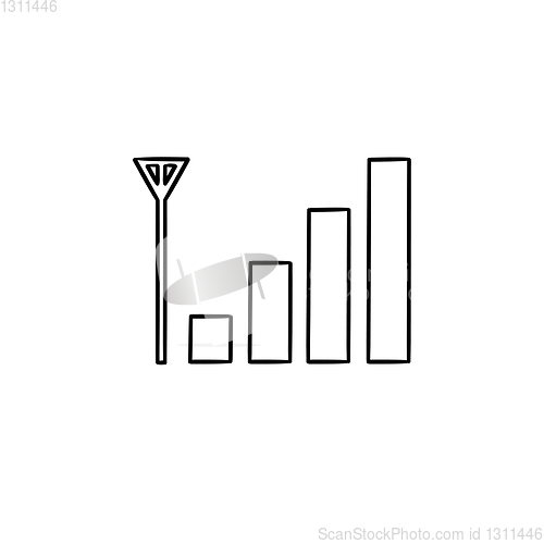 Image of Mobile phone signal bars hand drawn outline doodle icon.