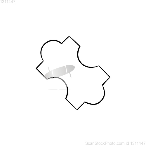 Image of Jig saw puzzle piece hand drawn outline doodle icon.