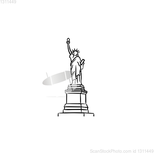 Image of The Statue of Liberty hand drawn outline doodle icon.