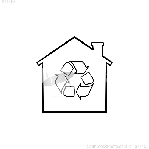 Image of Eco house hand drawn outline doodle icon.