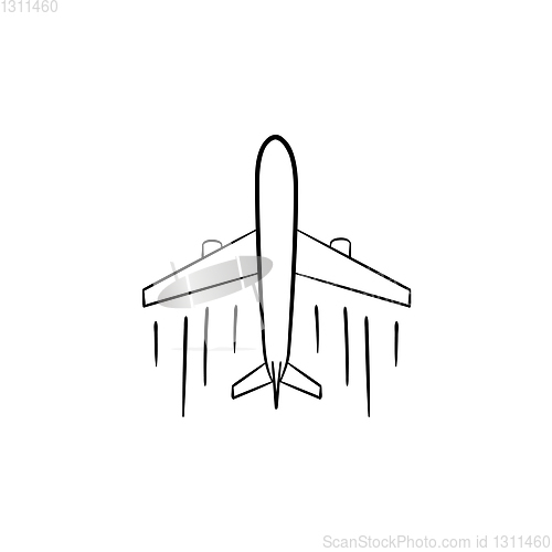 Image of Airplane hand drawn outline doodle icon.