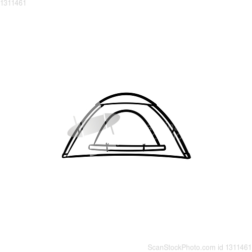 Image of Camping tent hand drawn outline doodle icon.