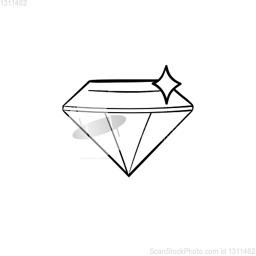 Image of Diamond hand drawn outline doodle icon.