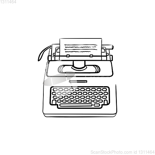 Image of Typewriter hand drawn outline doodle icon.