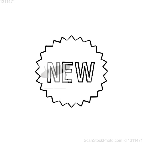 Image of New product sticker hand drawn outline doodle icon.