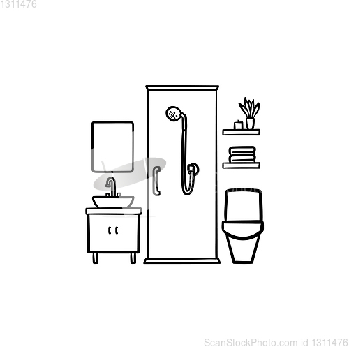 Image of Bathroom hand drawn outline doodle icon.