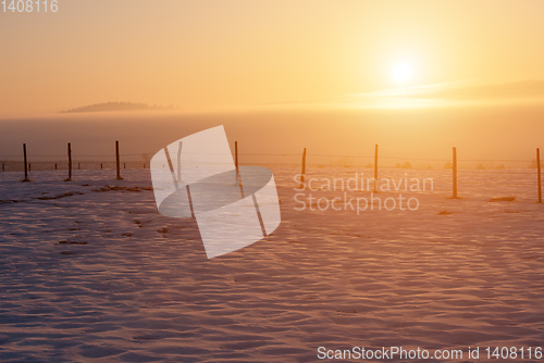 Image of winter landscape during sunset