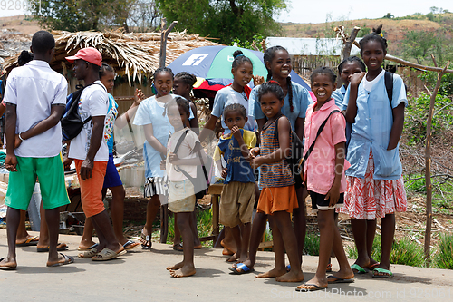 Image of Malagasy children on rural Madagascar marketplace