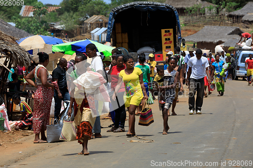 Image of Malagasy peoples on rural city Sofia in Madagascar