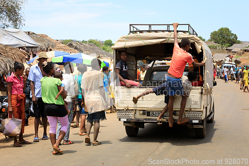 Image of Malagasy peoples on rural city Sofia in Madagascar