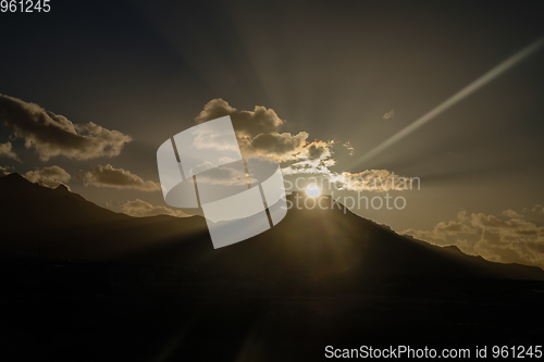 Image of beautiful sunrise over mountain