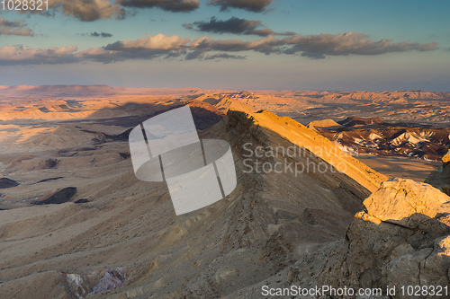 Image of Trekking in Negev dramatic stone desert, Israel 