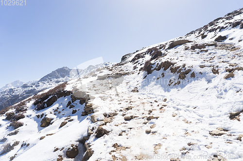 Image of Snow mountains peak in Nepal Himalaya 