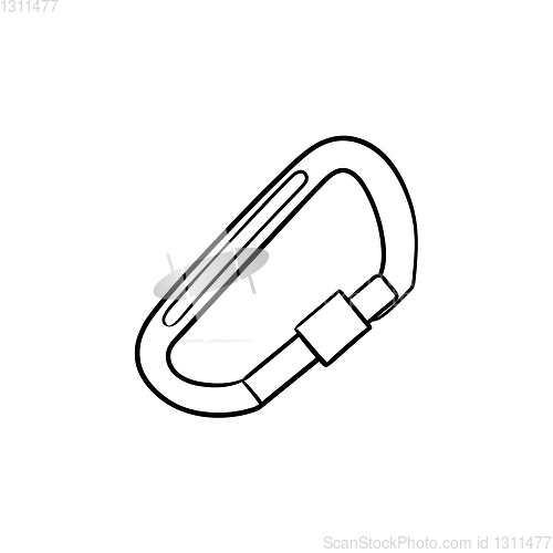 Image of Climbing carabiner hand drawn outline doodle icon.