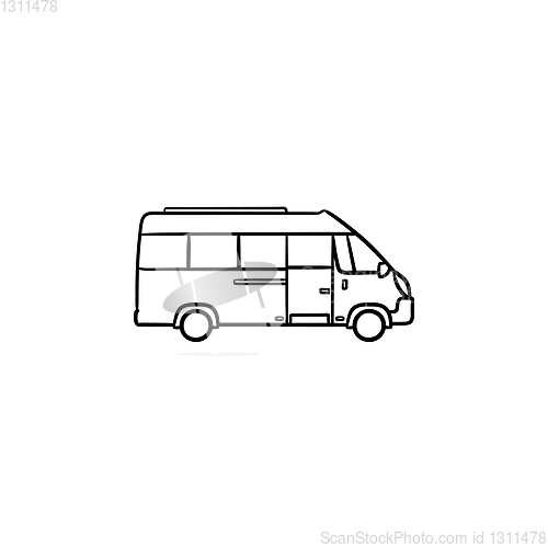 Image of Minibus hand drawn outline doodle icon.