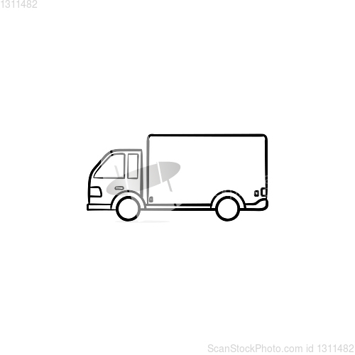 Image of Delivery truck hand drawn outline doodle icon.