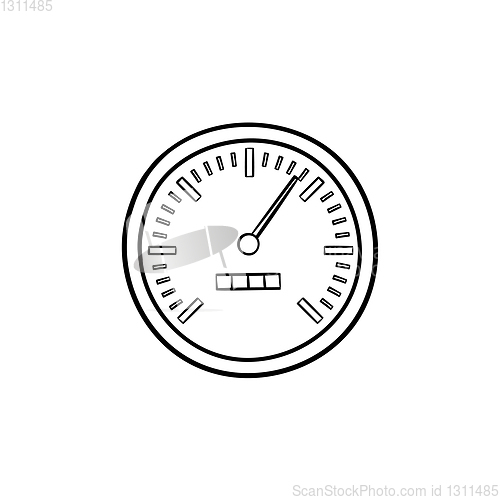 Image of Speedometer hand drawn outline doodle icon.