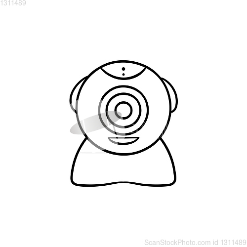 Image of Web camera hand drawn outline doodle icon.