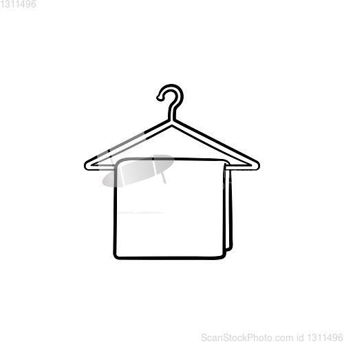 Image of Hanger with towel hand drawn outline doodle icon.