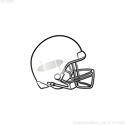 Image of Hockey helmet hand drawn outline doodle icon.