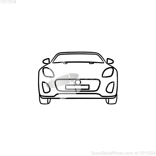 Image of Car front view hand drawn outline doodle icon.