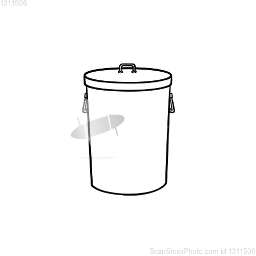 Image of Trash bin hand drawn outline doodle icon.