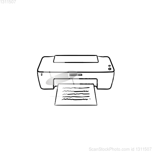Image of Office printer hand drawn outline doodle icon.