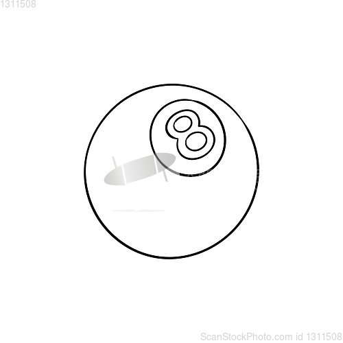 Image of Pool eight ball hand drawn outline doodle icon.