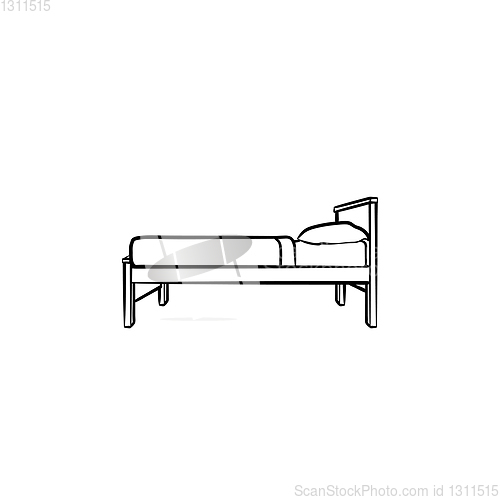 Image of Single bed hand drawn outline doodle icon.