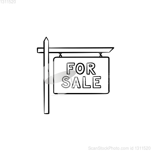 Image of For sale sign hand drawn outline doodle icon.