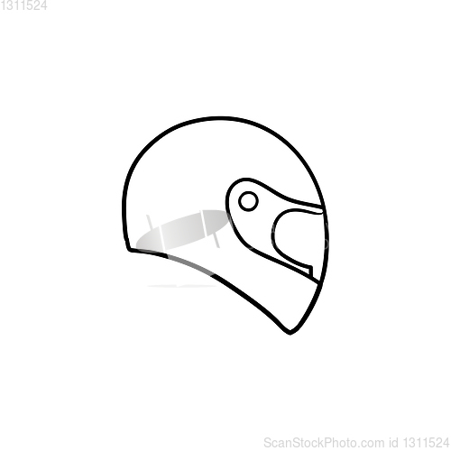 Image of Motorcycle helmet hand drawn outline doodle icon.