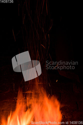 Image of Traditional blacksmith furnace with burning fire