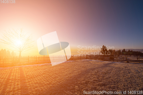 Image of winter landscape during sunset