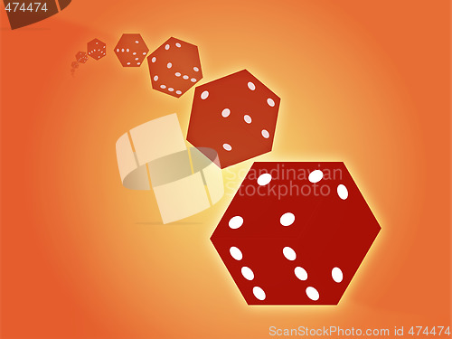 Image of Rolling red dice illustration