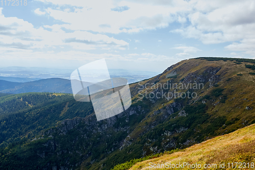 Image of view from mountains in National Park Krkonose