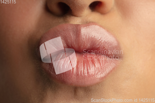 Image of Close up photoshot of beautiful female lips