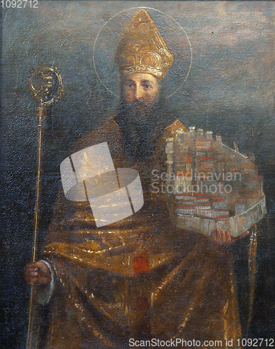 Image of Saint Blaise holding a model of Dubrovnik