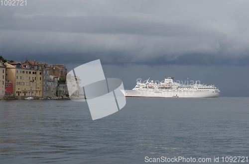 Image of Cruiser in front of Rovinj, Istria, Croatia